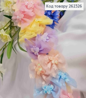 Набор резинок (20шт), Бабочка на бантику из фатина, размер 7*5см, резинка 3см, цвета в ассорт, 262326 фото