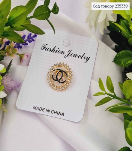 Брошь круглая "Шанель" золотого цвета, диаметр 2,2см. 235339 фото 1