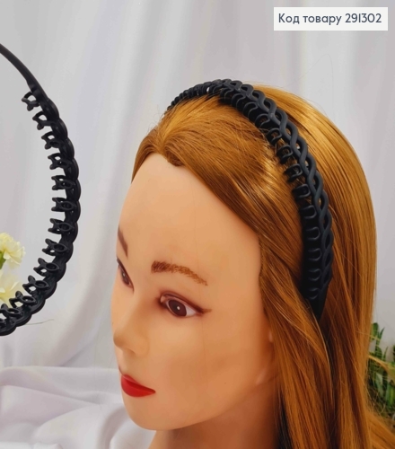 Обруч-гребень пластик черный 2см, матовый "КОСИЧКА" 291302 фото 1