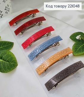 Заколка автомат 9*1.5см блеск  прямоугольная  в ассорт.. 221048 фото