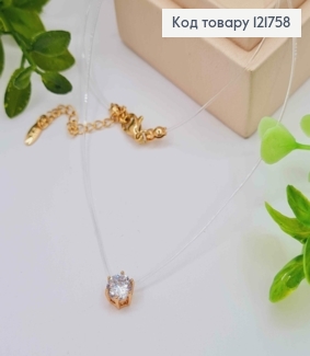 Жилка прозрачная, с круглым Блестящим камешком (6мм), дл. 42+5см, Xuping 18K 121758 фото