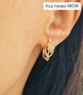 Серьги "Подснежники" с Блестящими камешками, 1,7см, английская застежка, Xuping 18K 118038 фото