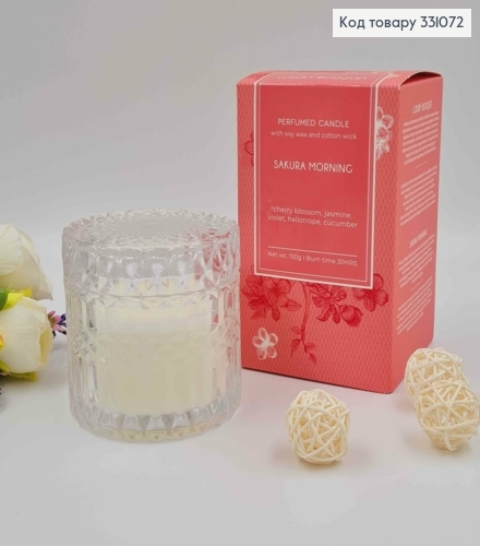 Парфумована свічка з кришкою, СОЄВА, SACURA MORNING (cherry,jasmine,violet,heliotrope,cucumber) 331072 фото 2