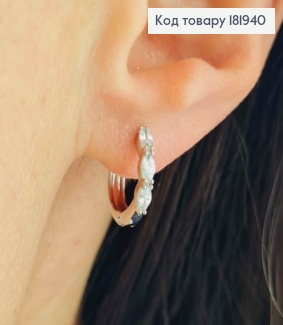 Серьги кольца с тремя блестящими камешками, диаметр 1,3см, Xuping 181940 фото