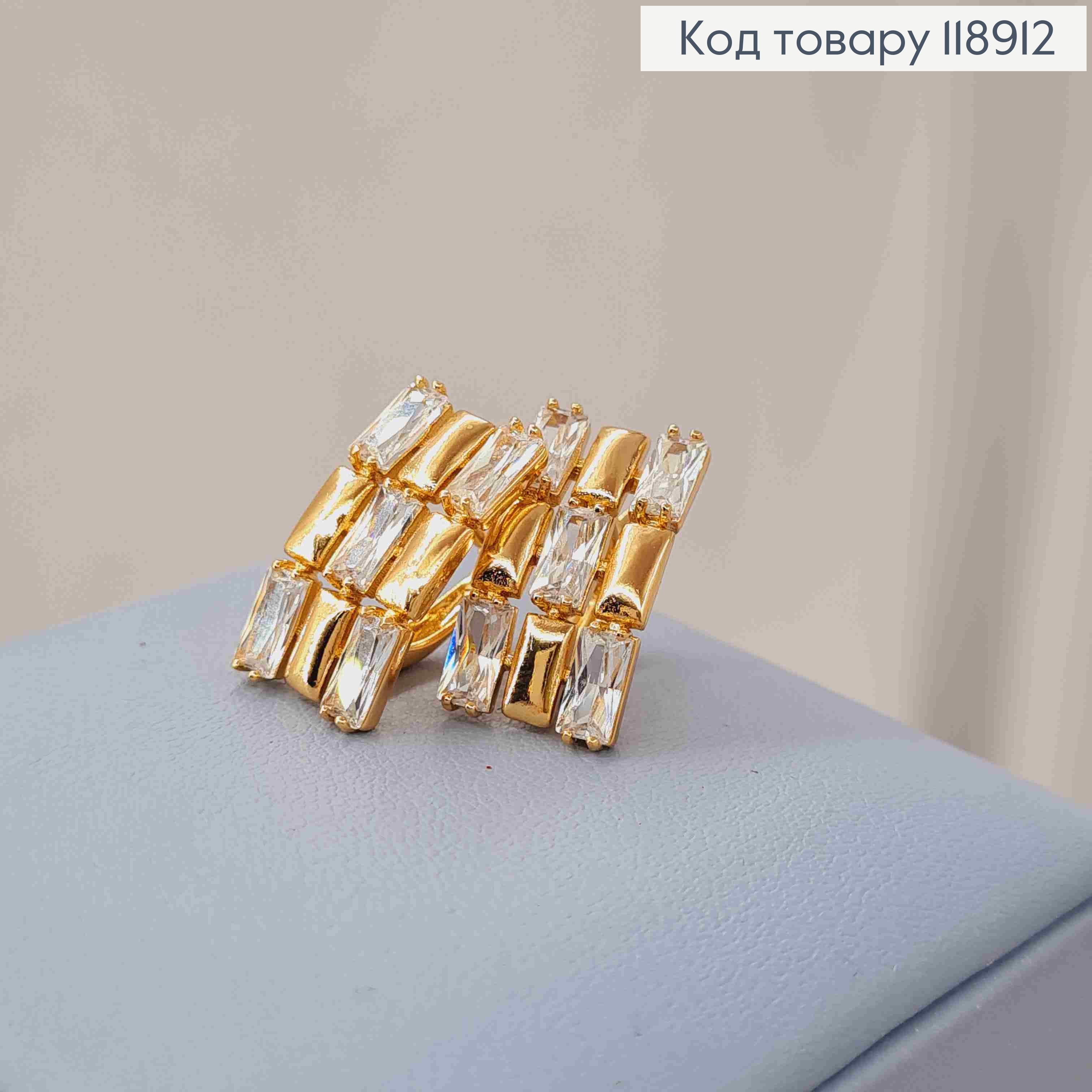 Серьги украшены Прямоугольными Блестящими камешками, 2см, английская застежка, Xuping 18K 118912 фото 4