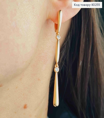 Серьги с подвижной подвеской с блестящими камешками, 1,6+4,3см, английская застежка, Xuping 18K 110255 фото 1