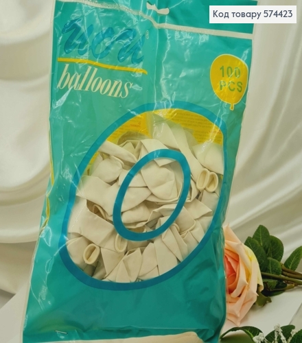 Воздушные шары латексные, БЕЛЫЕ, 10'' UOU, 100шт/уп 574423 фото 1