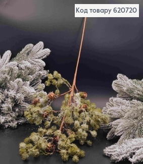 Декор Новорічний, засніжена Кедрова гілочка з Шишками, 72см 620720 фото