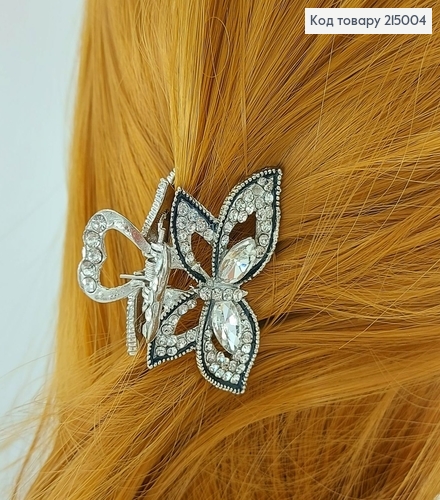 Краб металл серебряный с камнями 4,5 см 215004 фото 2