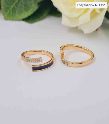 Кольцо с черной эмалью и камешками, Xuping 18K 170983 фото 2