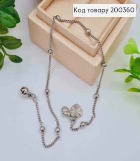 Браслет родованный на ногу с бусинками, длина 25см, Xuping 200360 фото