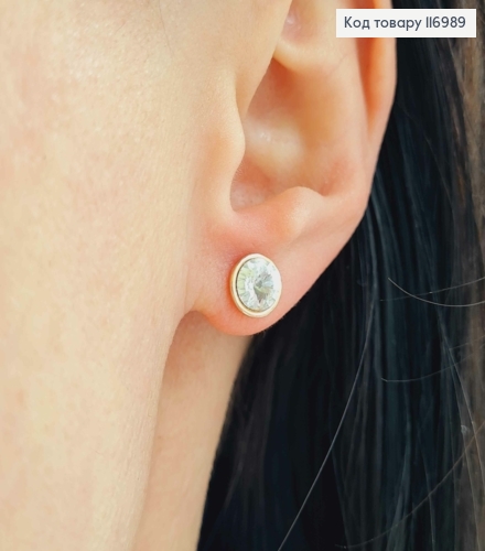 Серьги гвоздики Сваровски, с камнями Белого цвета, 0,8см. Xuping 18K 116989 фото 2