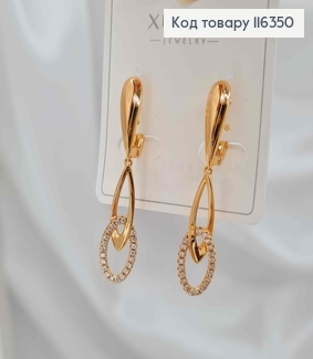 Серьги, С овальными подвесками в камешках, 2,5см, англ. зам. Xuping 18K 116350 фото