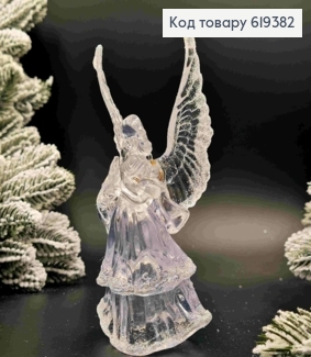 Фігурка  "АНГЕЛ", ПРОЗОРИЙ з блиском , 15*7см, новорічна прикраса, пластик,Україна 619382 фото