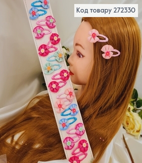 Заколка ток так детская бантик со цветочком в асс.(10пар) 272330 фото