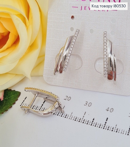 Серьги родированые Стильные, английская застежка  2,5*0,6см Xuping 180530 фото 2