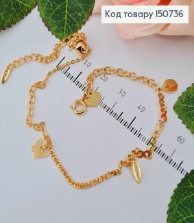 Браслет на ногу, с подвесками бабочкой и фигурками, 24+5, Xuping 18K 150736 фото