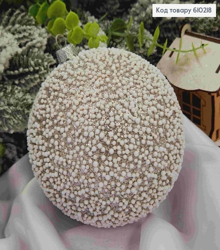 Игрушка шар 100мм "СНЕГОПАД", цвет СЕРЕБРЯНЫЙ, Украина 610218 фото 1