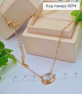 Цепочка ЯКОРНОЕ плетение с овальным Блестящим камнем, длина 45+5см, Xuping 18К 121714 фото