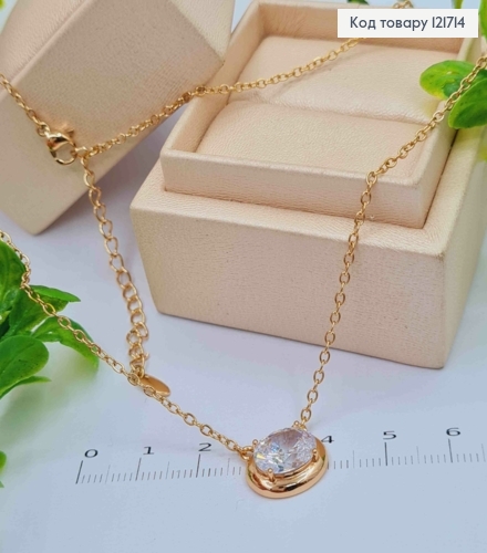 Цепочка ЯКОРНОЕ плетение с овальным Блестящим камнем, длина 45+5см, Xuping 18К 121714 фото 1