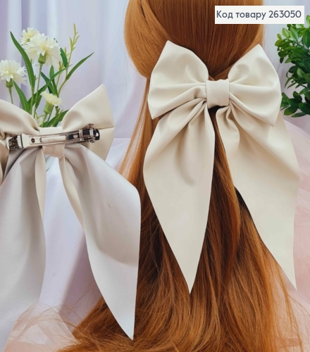 Бант из эко-кожи АЙВОРИ на заколке , размер 15*14см., Украина 263050 фото 2