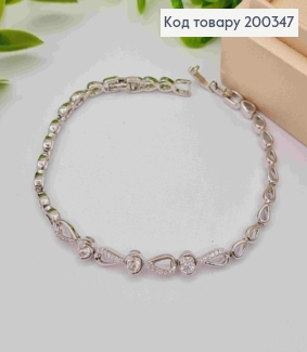Браслет родований "Краплинка" з Блискучими камінцями, довжина 17+2см, Xuping 200347 фото