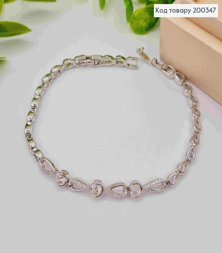 Браслет родований "Краплинка" з Блискучими камінцями, довжина 17+2см, Xuping 200347 фото 1