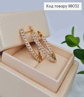 Серьги стрелы украшены камешками, 2,8см, английская застежка, Xuping 18K 118032 фото