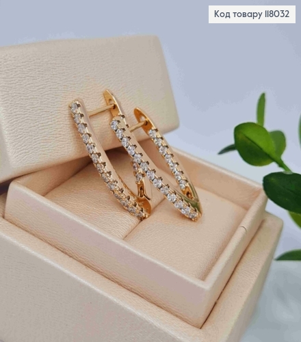 Серьги стрелы украшены камешками, 2,8см, английская застежка, Xuping 18K 118032 фото 1