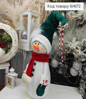 Снеговик в ЗЕЛЕНО-КРАСНОМ наряде, 60см, ручная работа, Украина 614172 фото