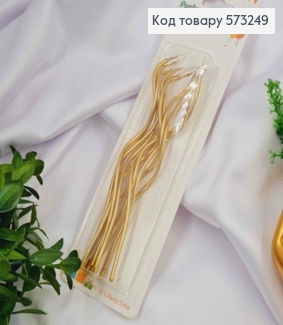 Набор свечей в торт (10шт), ВОЛНА, золотого цвета, высота 15см, 573249 фото