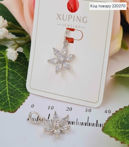 Кулон родованный, цветок Лотоса, из камней, 1,5см, Xuping 220270 фото 1