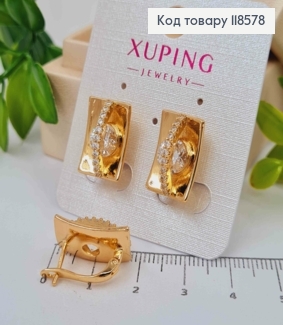 Серьги "Изысканные" с Блестящими камешками, 1,7см, английская застежка, Xuping 18К 118578 фото