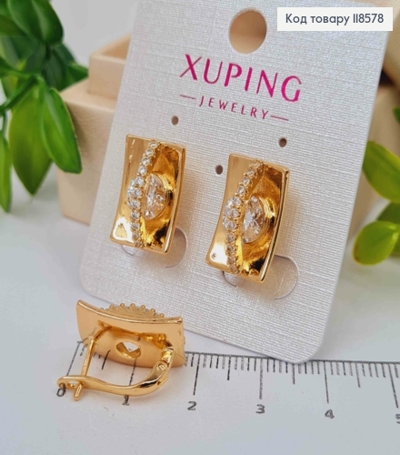 Серьги "Изысканные" с Блестящими камешками, 1,7см, английская застежка, Xuping 18К 118578 фото 1