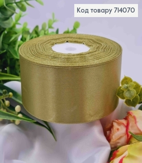 Стрічка атласна СВІТЛО-ОЛИВКОВА (колір 100), ширина 4см, довжина 36 ярдів (33м) 714070 фото
