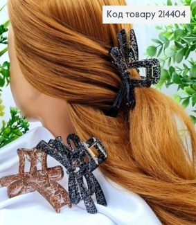 Краб пластик (акрил) "БАНТИК" імітація зміїної шкіри, 7см, Чорний/ Бежевий кольори в асортименті 214404 фото