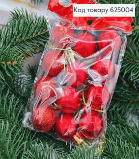 Набор игрушек 25 мм краснных Китай 12 шт. 625004 фото