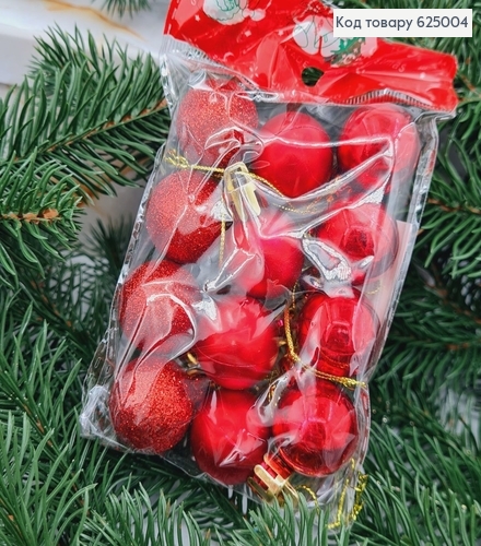 Набір іграшок 25 мм червоних Китай 12 шт 625004 фото 1
