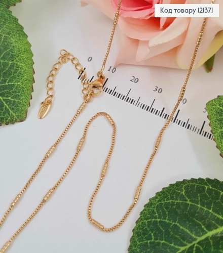 Цепочка, квадратное плетение со вставками, длина 45+5 см., Xuping 18K 121371 фото 1