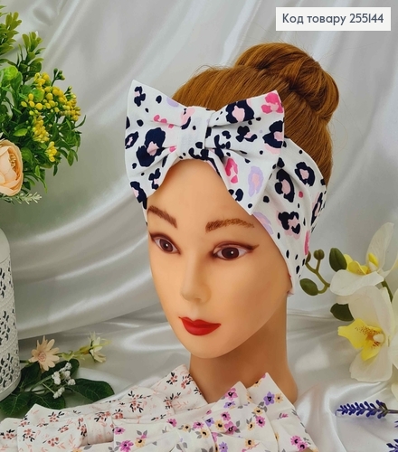 Повязка Бант, трикотаж детская-малыш, Цветочный принт в ассорт., 16*8,5см, ручная работа, Украина. 255144 фото 1