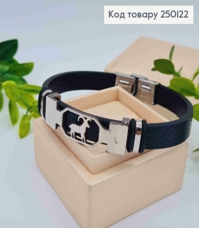 Браслет каучуковий з пластиною знак зодіаку "Овен", шир. 1см, довж. 21см, Stainless Steel 250122 фото