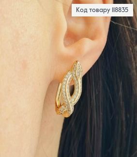 Серьги "ЗМИИ" украшены Блестящими камешками, 2,2см, англ. застежка, Xuping 18К 118835 фото