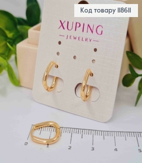 Серьги кольца "Трапеции", длина 1,3см, Xuping 18К 118611 фото