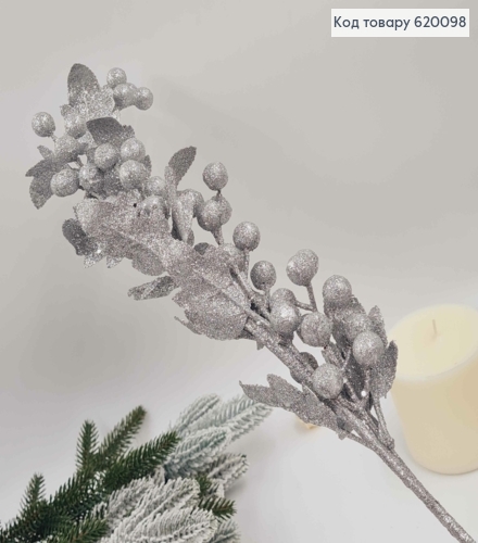 Гілочка горобини на металевому стержні 50см глітер в ас. 620098 фото 1