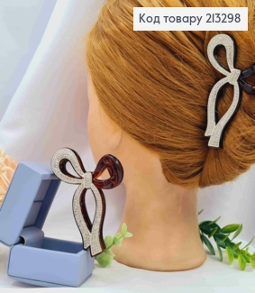 Краб пластик "БАНТИК" прикрашений Блискучими камінцями, розмір 9см, Коричневого кольору 213298 фото