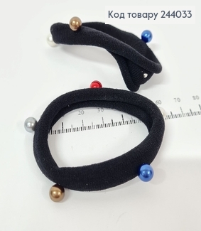 Резинка чорна з кольоровими бусинками  244033 фото