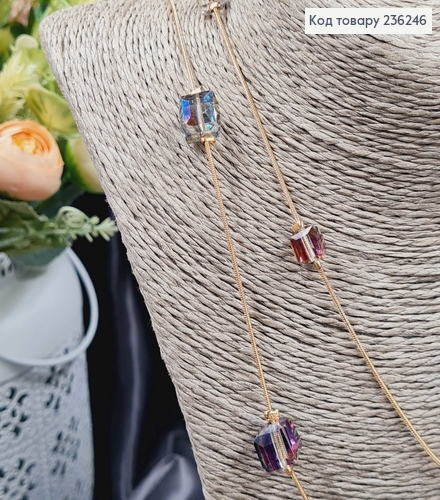 Подвеска на шею двойная со стеклярусом Хамелеоном, 170см 236246 фото 2