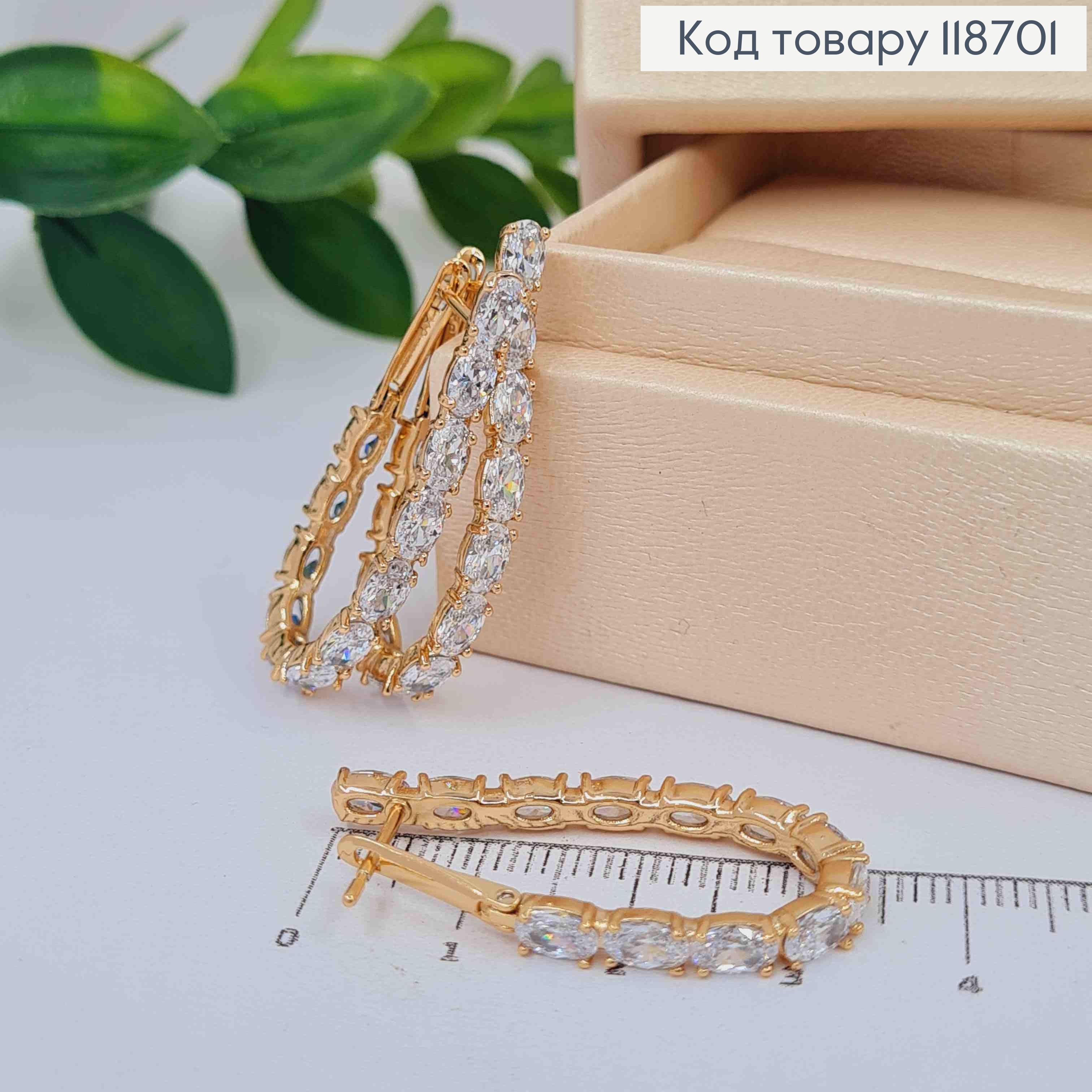 Серьги "Овальные" украшены Блестящими камешками, 3,4см, английская застежка, Xuping 18К 118701 фото 1