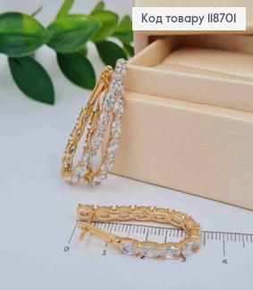 Серьги "Овальные" украшены Блестящими камешками, 3,4см, английская застежка, Xuping 18К 118701 фото