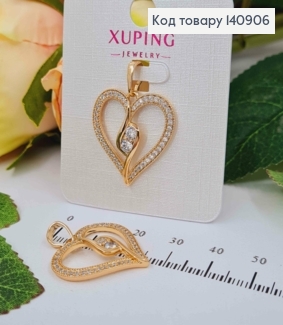 Кулон, Сердечко з камінцем в сплетінні, 2,2см, Xuping 18K 140906 фото